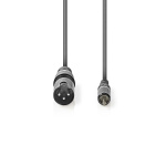 Nedis Ongebalanceerde Audiokabel | XLR 3-Pins Male | RCA Male | Vernikkeld | 3.00 m | Rond | PVC | Donkergrijs | Kartonnen Sleeve
