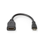 Nedis High Speed ​​HDMI™-Kabel met Ethernet | HDMI™ Mini-Connector | HDMI™ Output | 4K@30Hz | 10.2 Gbps | 0.20 m | Rond | PVC | Zwart | Doos