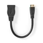 Nedis High Speed ​​HDMI™-Kabel met Ethernet | HDMI™ Mini-Connector | HDMI™ Output | 4K@30Hz | 10.2 Gbps | 0.20 m | Rond | PVC | Zwart | Doos