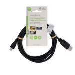 Nedis High Speed ​​HDMI™-Kabel met Ethernet | HDMI™ Connector | HDMI™ Micro-Connector | 4K@30Hz | 10.2 Gbps | 1.50 m | Rond | PVC | Zwart | Label