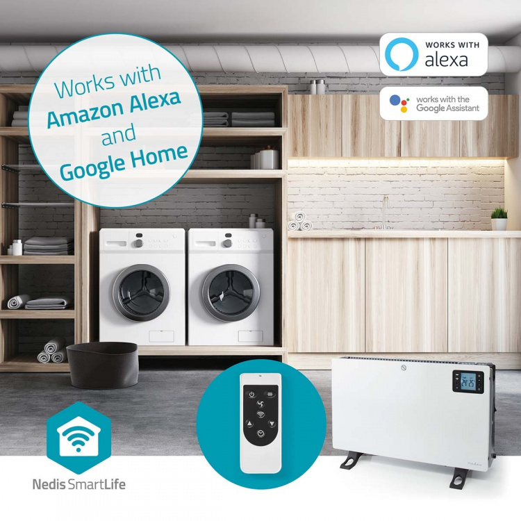 Nedis SmartLife Convectorkachel | 2000 W | 3 Warmte Standen | LCD | 5 - 37 °C | Instelbare thermostaat | Wit
