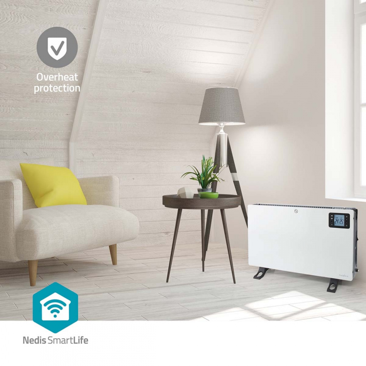 Nedis SmartLife Convectorkachel | 2000 W | 3 Warmte Standen | LCD | 5 - 37 °C | Instelbare thermostaat | Wit