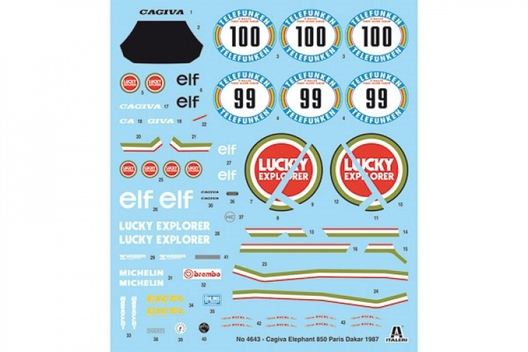 ITALERI 1:9 Cagiva \'\'Elephant\'\' 850 Paris-Dakar 1987 ITALERI 1:9 Cagiva \'\'Elephant\'\' 850 Paris-Dakar 1987