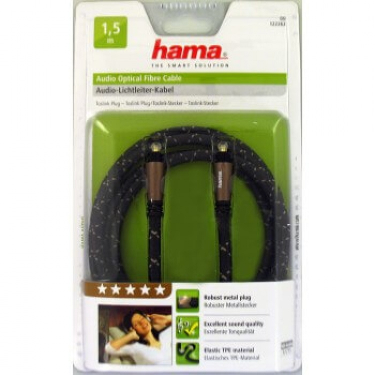 HAMA Kabel Audio Optisk Pro Svart 1.5m HAMA Kabel Audio Optisk Pro Svart 1.5m