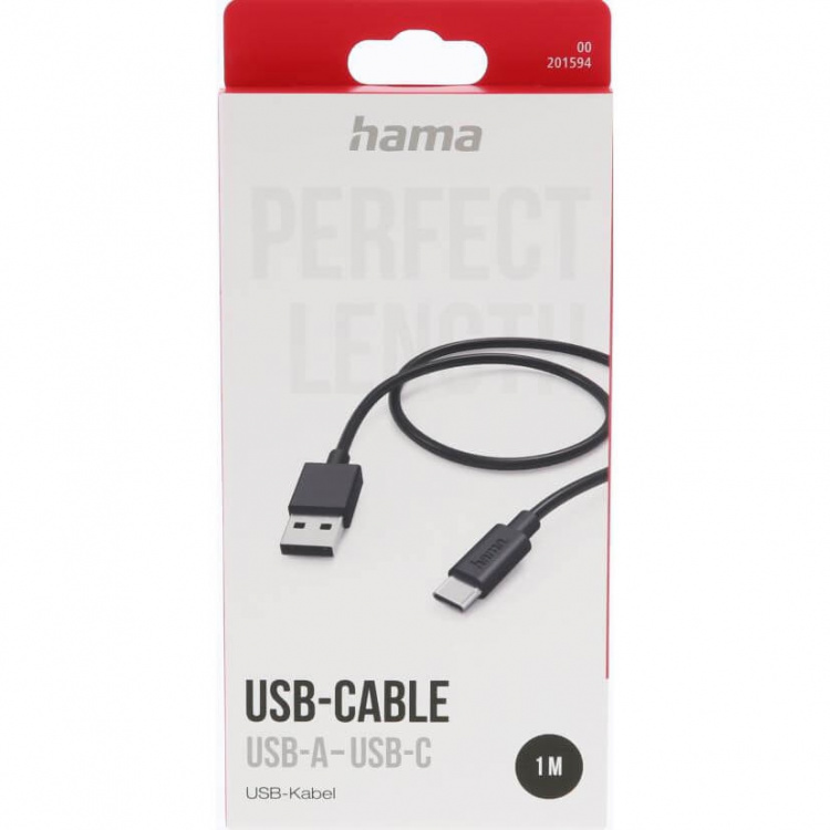 Hama Laddkabel USB-A till USB-C Svart 1,0m Hama Laddkabel USB-A till USB-C Svart 1,0m