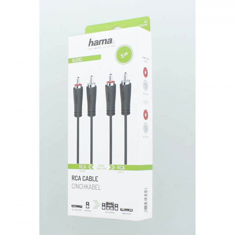 Hama Kabel Audio 2 RCA-kontakter - 2 RCA-kontakter 3,0 m Hama Kabel Audio 2 RCA-kontakter - 2 RCA-kontakter 3,0 m
