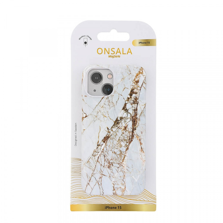 ONSALA Mobilskal MagSeries White Rhino Marble - iPhone 15 ONSALA Mobilskal MagSeries White Rhino Marble - iPhone 15
