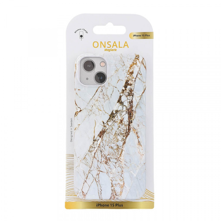 ONSALA Mobilskal MagSeries White Rhino Marble - iPhone 15 Plus ONSALA Mobilskal MagSeries White Rhino Marble - iPhone 15 Plus