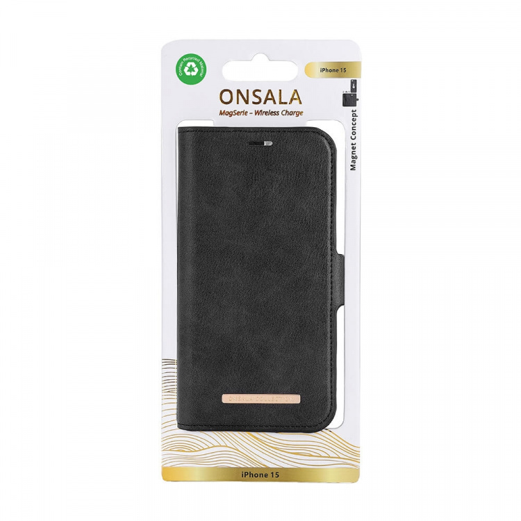 ONSALA Mobilfodral Eco 2 Kortfack MagSeries Svart - iPhone 15