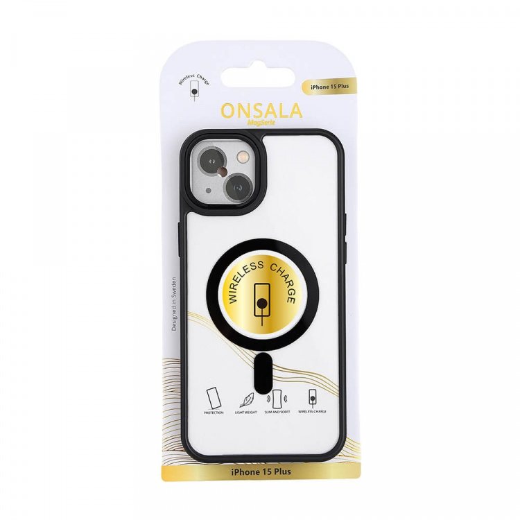 ONSALA Mobilskal Bumper MagSeries Black & Clear - iPhone 15 Plus ONSALA Mobilskal Bumper MagSeries Black & Clear - iPhone 15 Plus