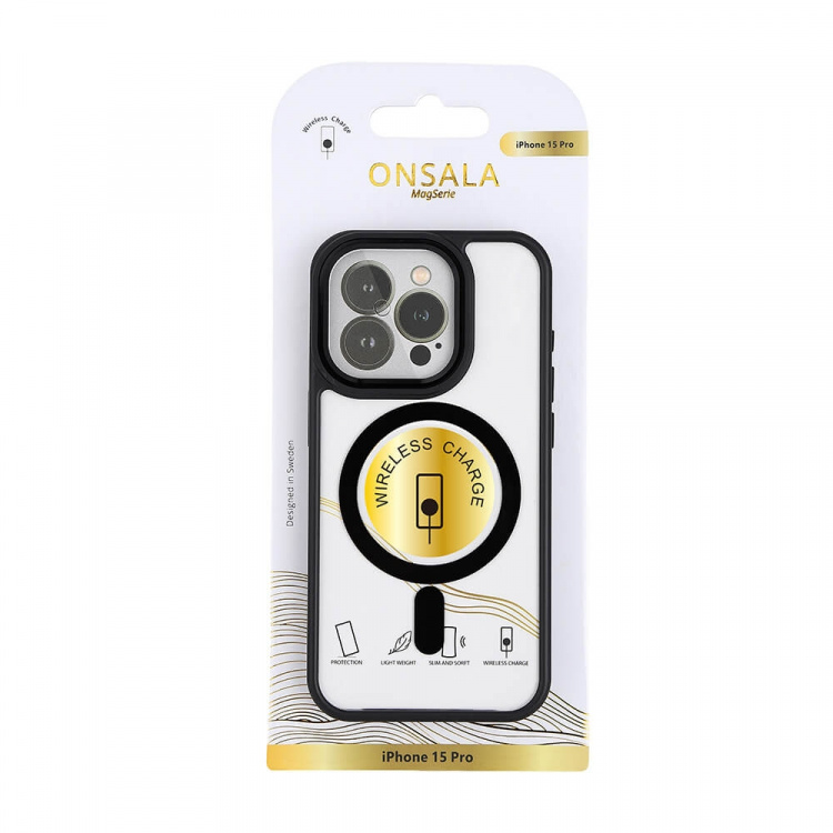 ONSALA Mobilskal Bumper MagSeries Black & Clear - iPhone 15 Pro