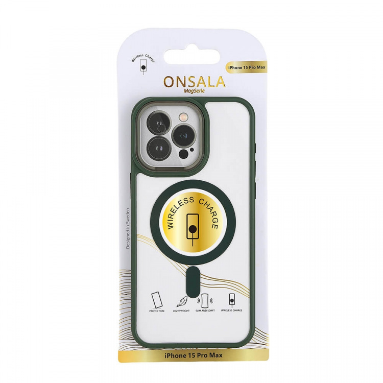 ONSALA Mobilskal Bumper MagSeries Green & Clear - iPhone 15 Pro Max