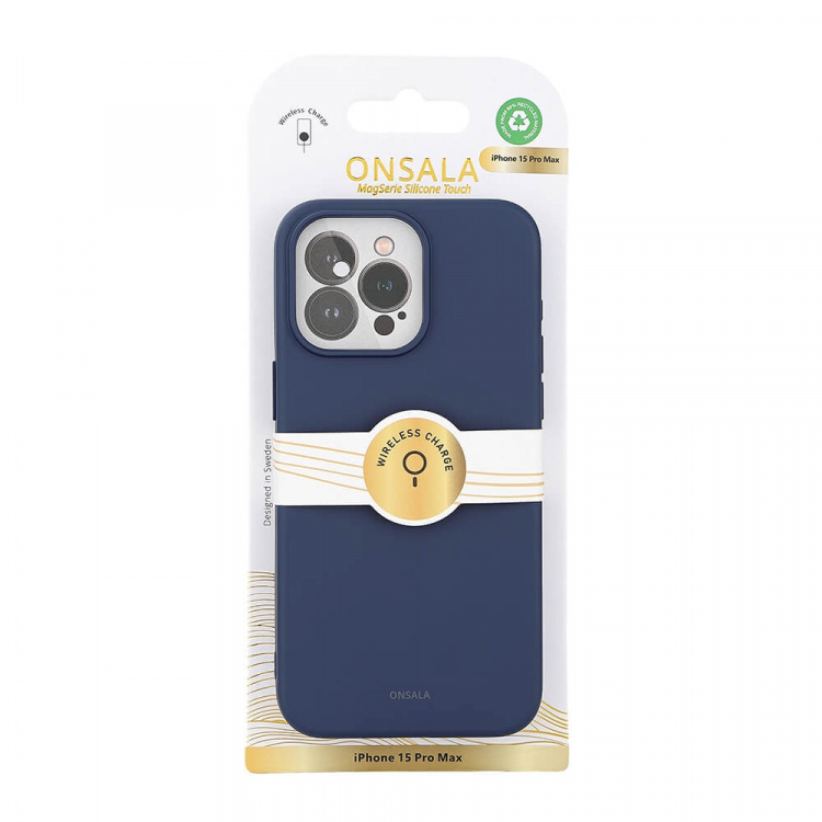 ONSALA Mobilskal med Silikonkänsla MagSeries Dark Blue - iPhone 15 Pro Max ONSALA Mobilskal med Silikonkänsla MagSeries Dark Blue - iPhone 15 Pro Max