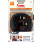 HAMA Kabel HDMI Ethernet Roterande Guld Svart 3m HAMA Kabel HDMI Ethernet Roterande Guld Svart 3m