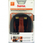 HAMA Kabel HDMI Ethernet Platt Svart 3m HAMA Kabel HDMI Ethernet Platt Svart 3m