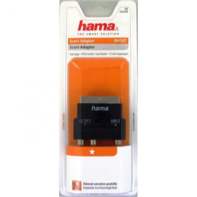 HAMA Adapter 3xRCA-Scart Hona-Hane I/O Svart HAMA Adapter 3xRCA-Scart Hona-Hane I/O Svart
