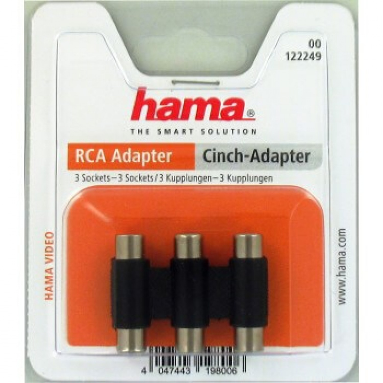 HAMA Adapter 3RCA-3RCA Hona-Hona Svart