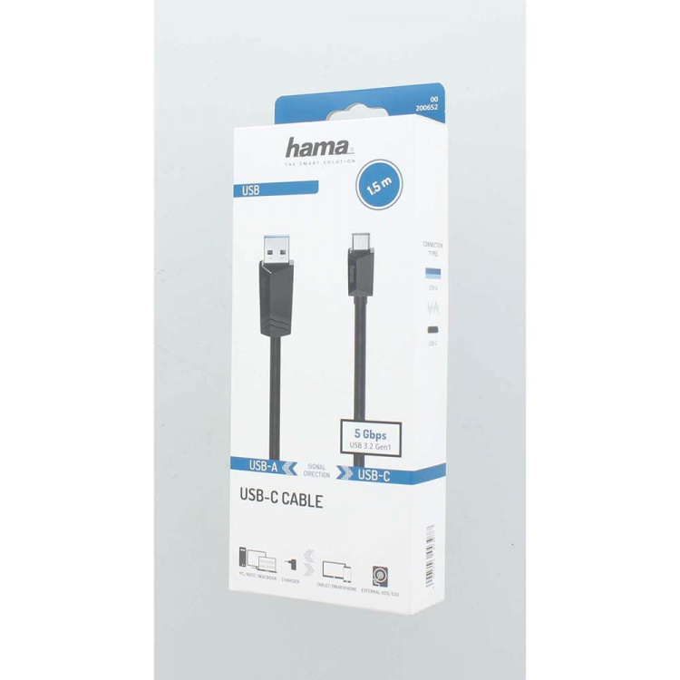 Hama Kabel USB-C - USB-A USB 3.2 5 Gbit/s 1.5m Svart