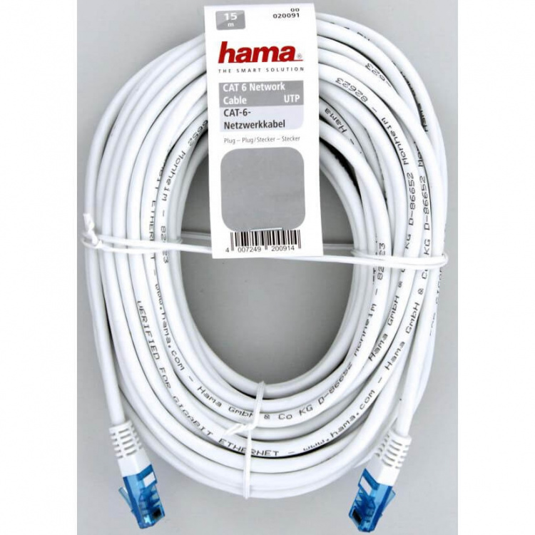 Hama Netwerkkabel CAT6 UTP Bulk Wit 15m
