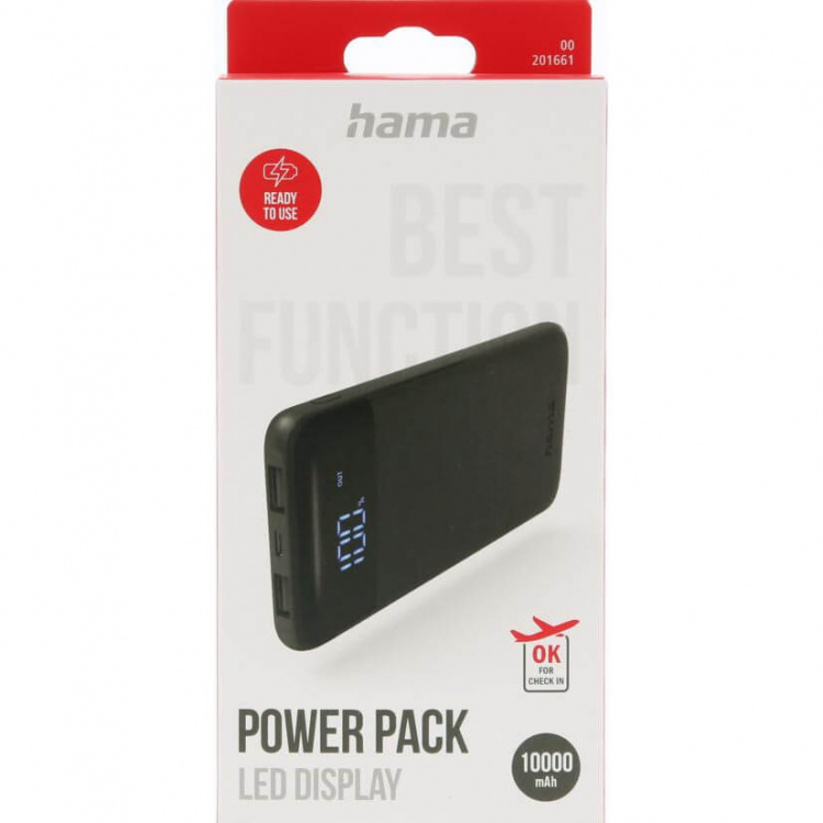 HAMA Powerbank Led 10000mAh Anthracite