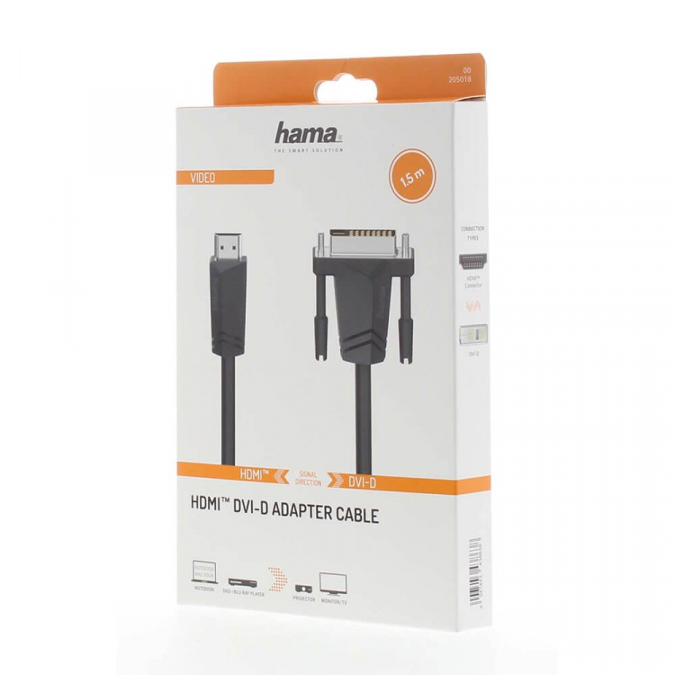 Hama Kabel HDMI naar DVI/D Zwart 1,5m Hama Kabel HDMI naar DVI/D Zwart 1,5m
