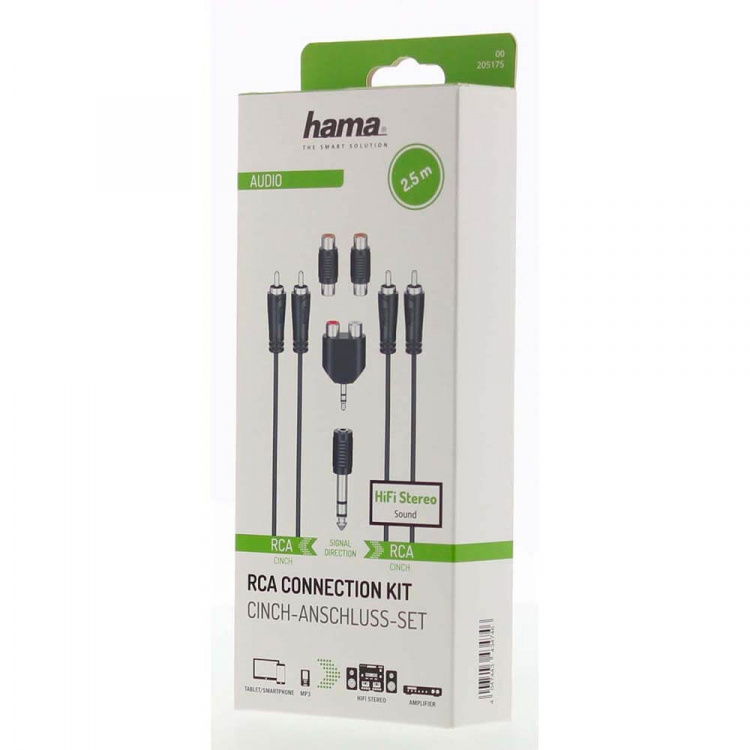 Hama RCA Anslutningssats 2.5m Hama RCA Anslutningssats 2.5m