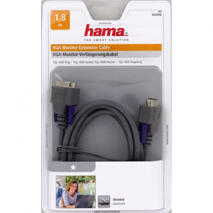 HAMA Kabel VGA Förlägning Svart 1.8m HAMA Kabel VGA Förlägning Svart 1.8m