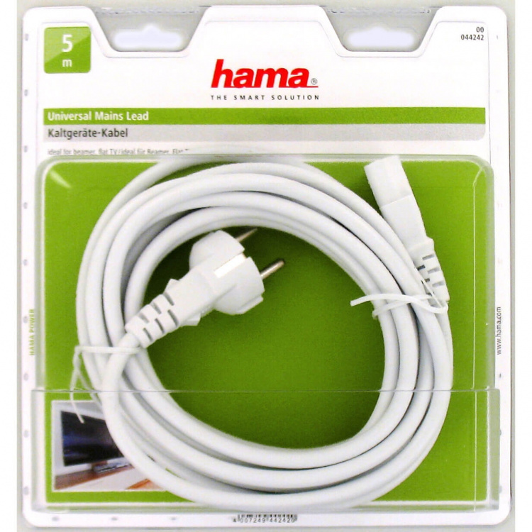 HAMA Nätkabel 3-pol Vit 5m