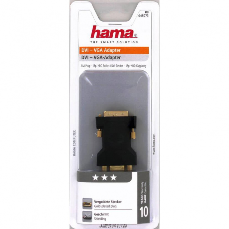 HAMA Adapter DVI-VGA Hane-Hona Svart