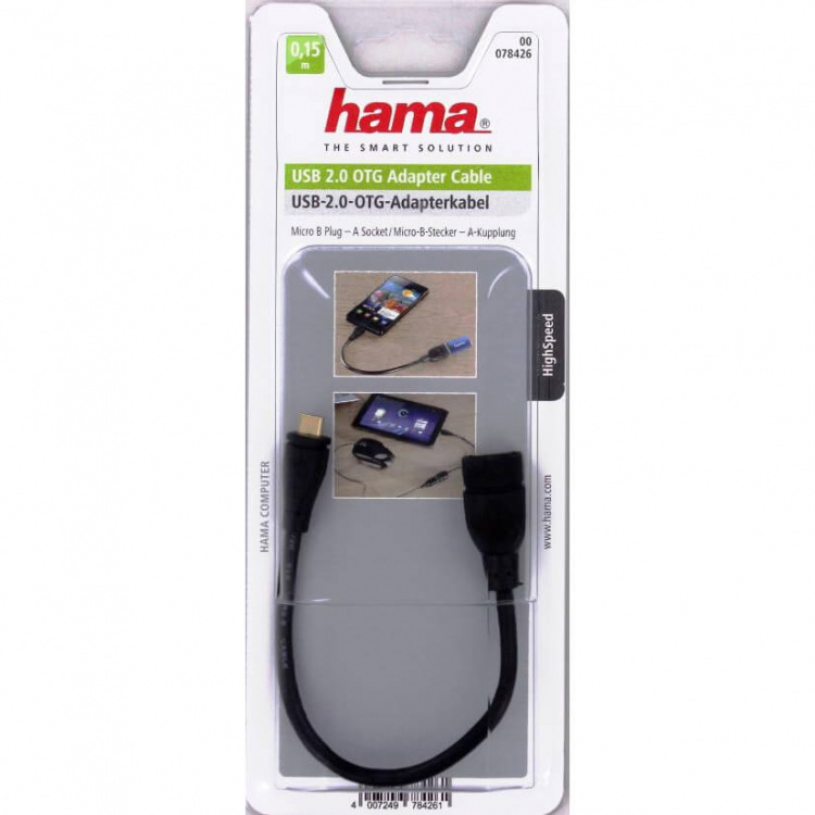 HAMA Adapter USB-Micro OTG Hona-Hane Guld Svart