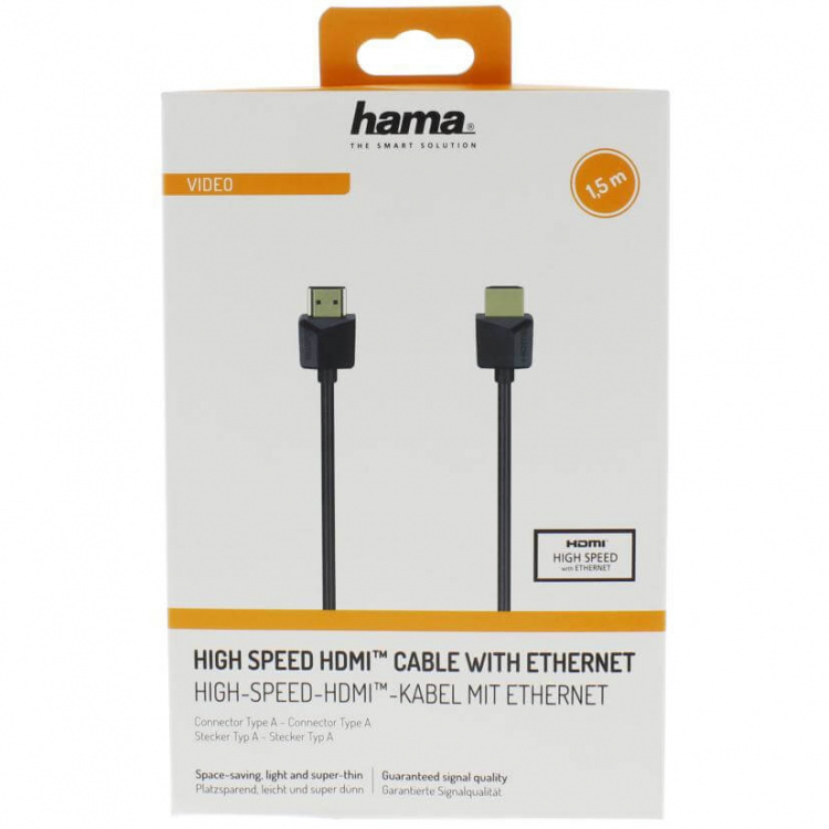 Hama Kabel HDMI Ethernet Flexislim Zwart 1,5m Hama Kabel HDMI Ethernet Flexislim Zwart 1,5m