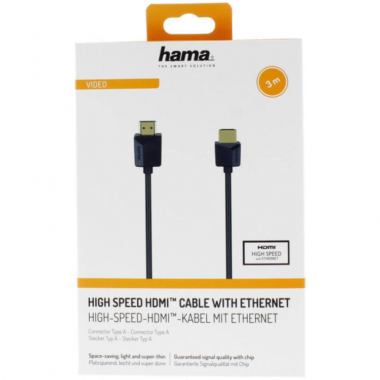 Hama Kabel HDMI Ethernet Flexislim Zwart 3m