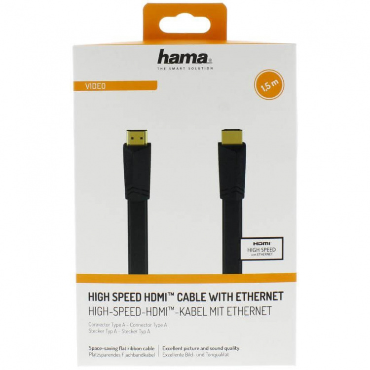 Hama Kabel HDMI Ethernet Plat Zwart 1,5m Hama Kabel HDMI Ethernet Plat Zwart 1,5m