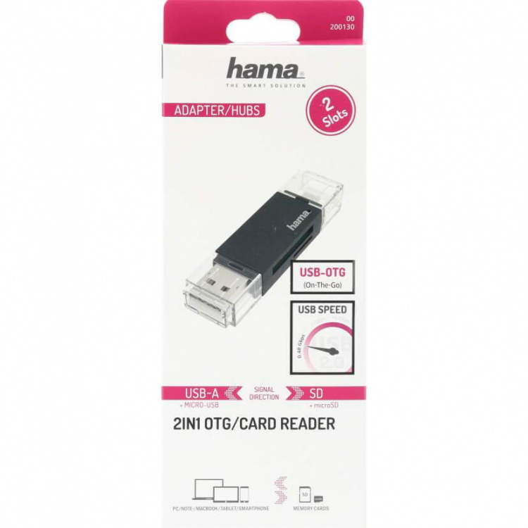 Hama Kortläsare USB-A Micro-USB SD/microSD Hama Kortläsare USB-A Micro-USB SD/microSD