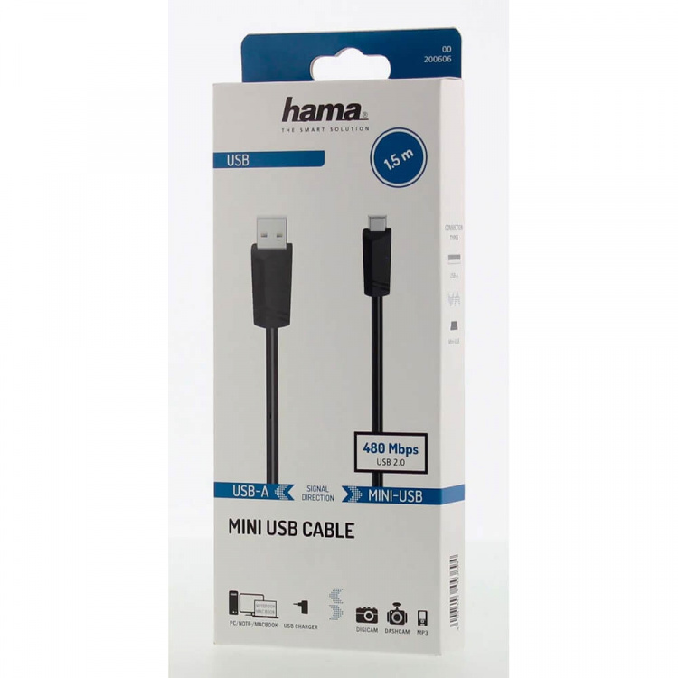 Hama Kabel USB-Mini-B till USB-A USB 2.0 1,5m