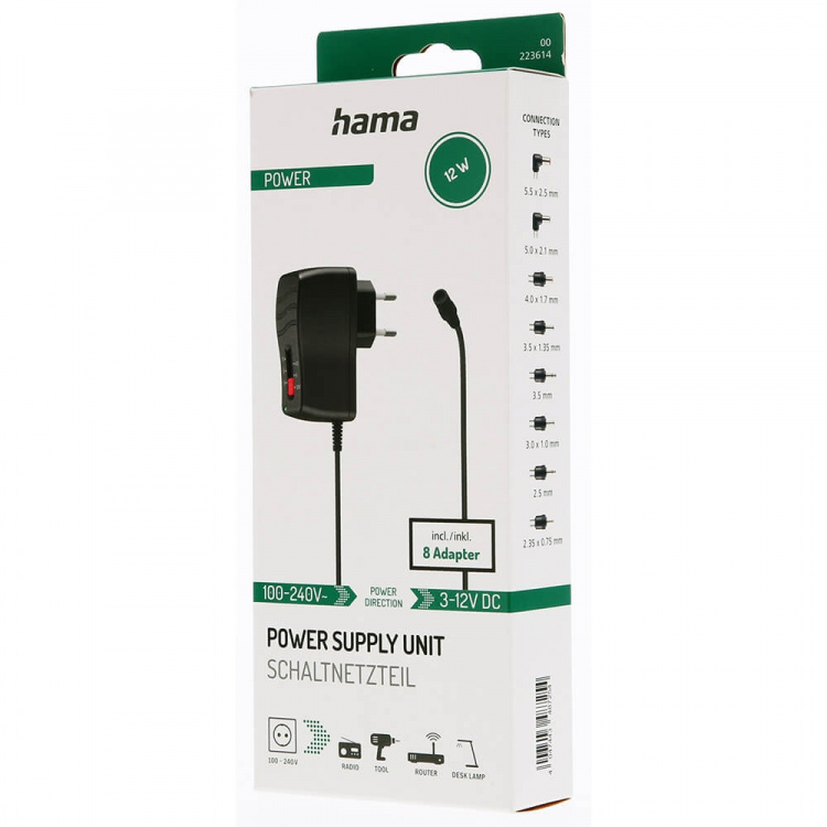 Hama Universell Omkopplingsbar Strömförsörjningsenhet 1000mA 8 Adapters