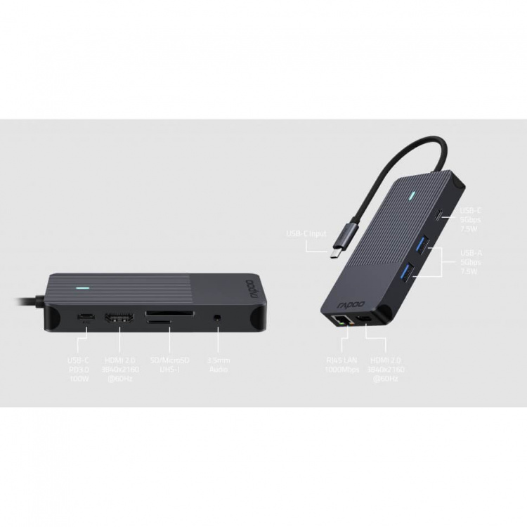 Rapoo Multiport USB-C UCM-2005 10-i-1 USB-C-Adapter