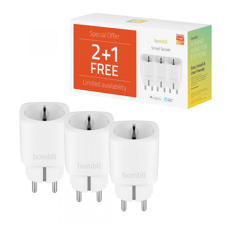 Hombli EU Smart Plug Promo Pack 2+1 Vit