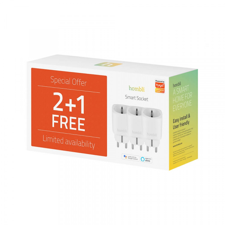 Hombli EU Smart Plug Promo Pack 2+1 Vit