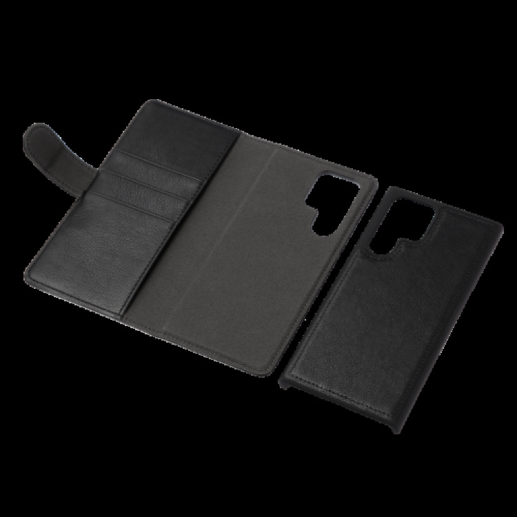 Essentials Samsung Galaxy S22 Ultra PU wand, detac, 3 kaart, Blk