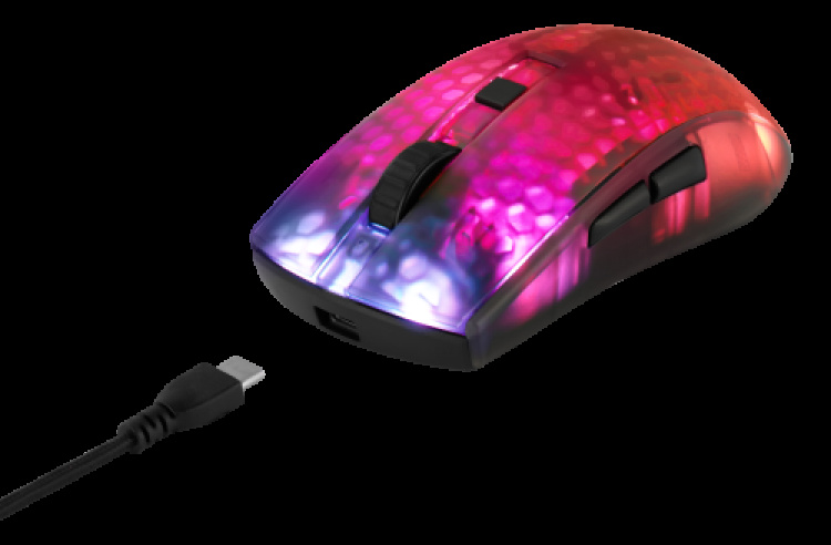 deltaco_gaming DM320 Wireless Semi-transparent RGB Lightweight mouse, black