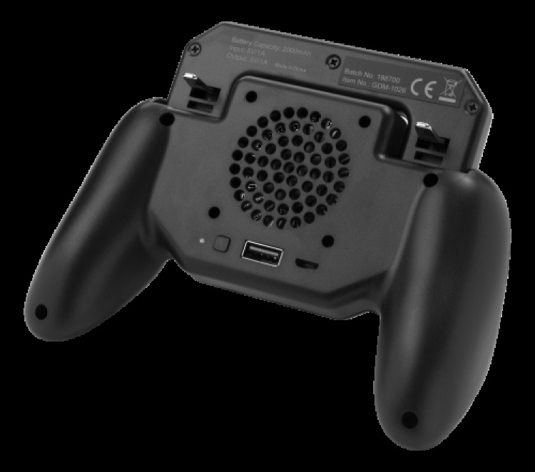 GADGETMONSTER Handheld Mobile Game Controller met 2000mAh Powerbank - Zwart GADGETMONSTER Handheld Mobile Game Controller met 2000mAh Powerbank - Zwart