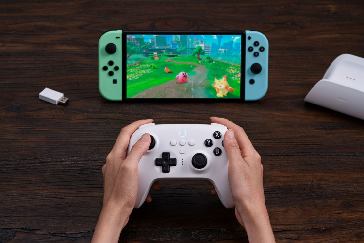 8BitDo Ultimate Bluetooth Controller, White, Switch / PC