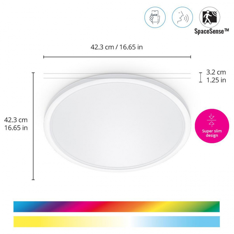WiZ WiFi Smart SuperSlim plafond Färg + Varm-kallvit 2600lm
