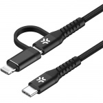Celly 2-i-1-kabel USB-C - USB-C/Lightning 100W 2m Svart