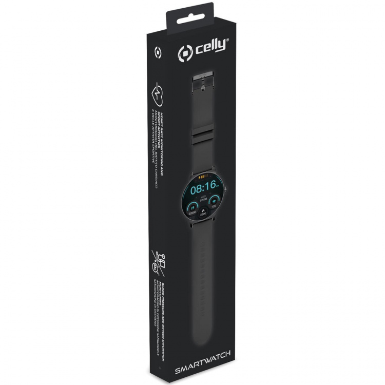 Celly Trainerround2 Smartwatch med rund urtavla Svart Celly Trainerround2 Smartwatch med rund urtavla Svart