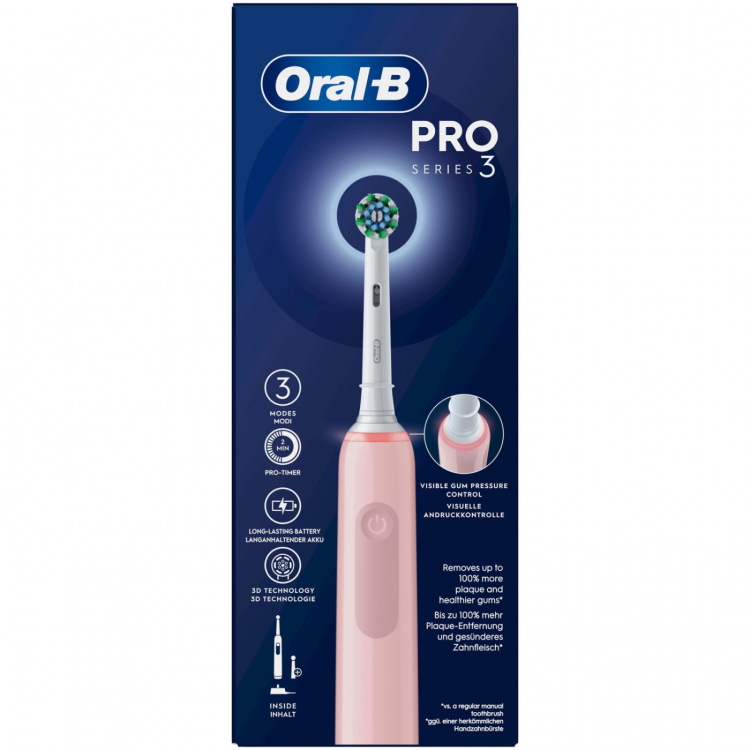 Oral B Eltandborste Pro3 Pink + Extra Refill