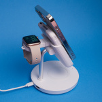 Forever MACS-100 - 5in1 Draadloos Oplaadstation met Draagbare Qi Powerbank 5000mAh, Wit