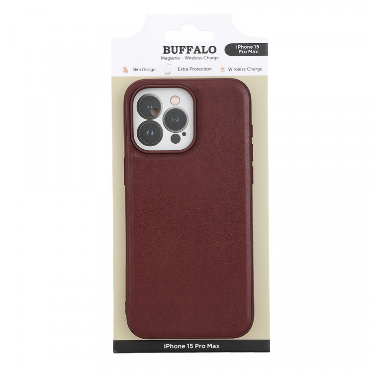 BUFFALO Mobilskal PU MagSeries Brun - iPhone 15 Pro Max