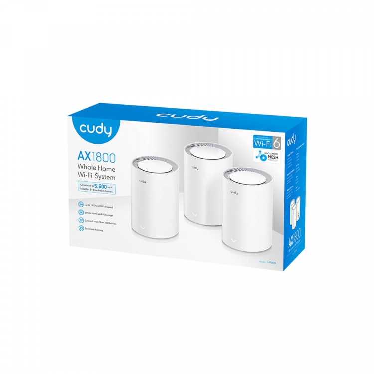Cudy Mesh Solution M1800 3-pack AX1800 Gigabit Wi-Fi 6 2.5G Cudy Mesh Solution M1800 3-pack AX1800 Gigabit Wi-Fi 6 2.5G